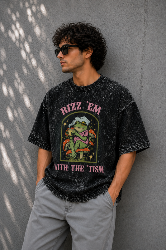 Rizz 'Em – Acid Wash Oversized Tee