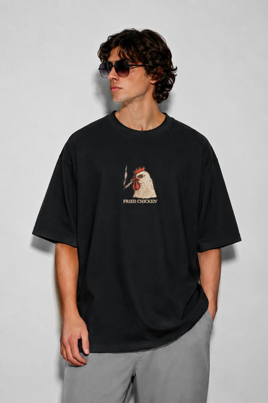 Fried Chicken- Embroidered Oversized Tee