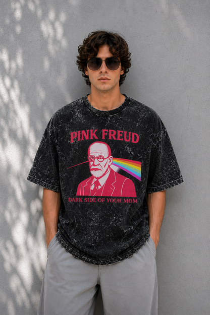 Pink Freud Acid Wash Oversized Tee