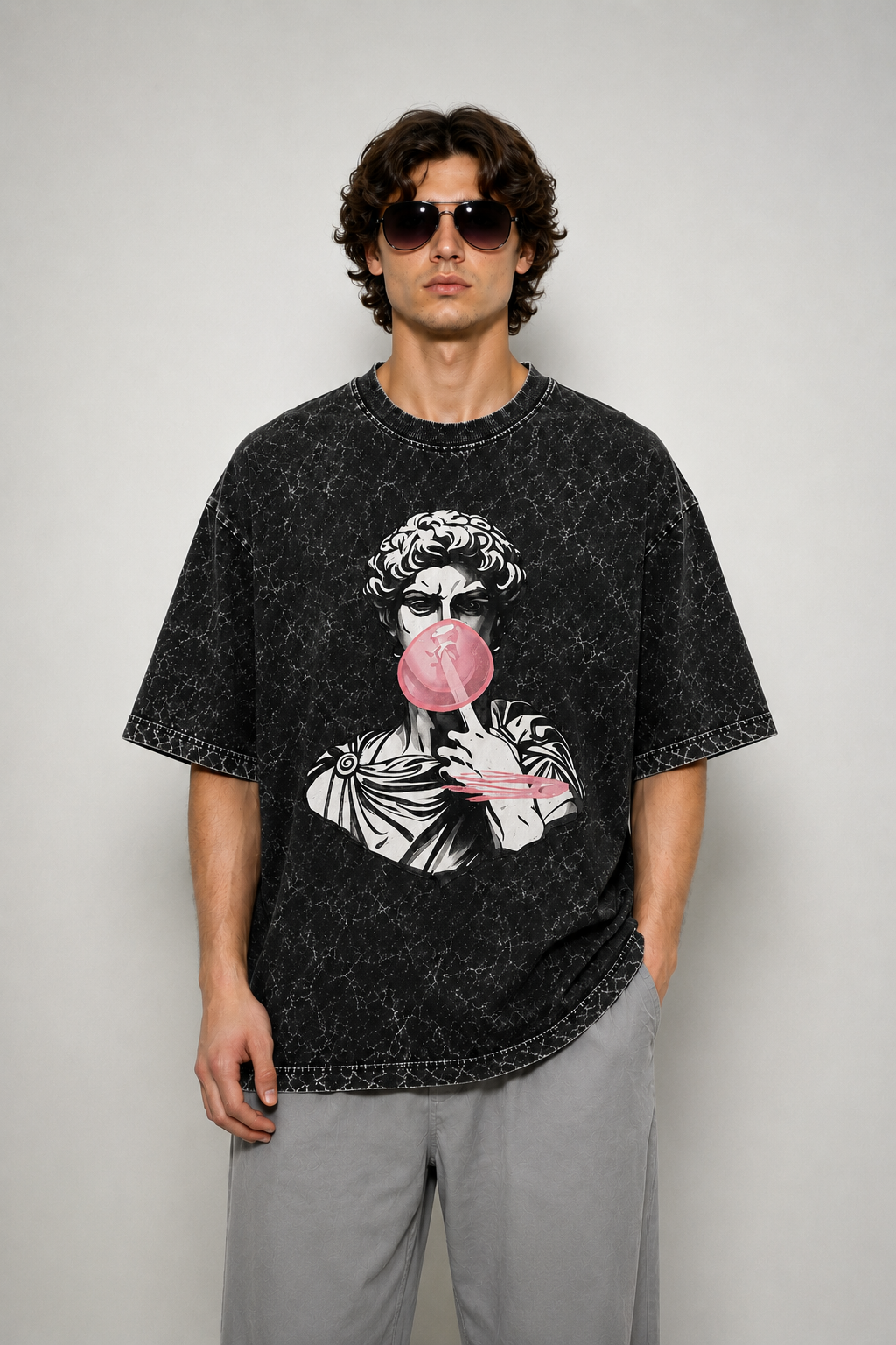 Bubble Caesar Acid Wash Oversized Tee