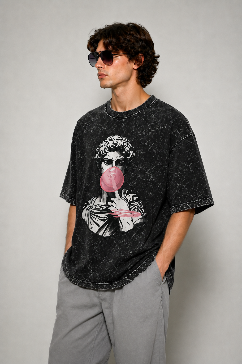 Bubble Caesar Acid Wash Oversized Tee