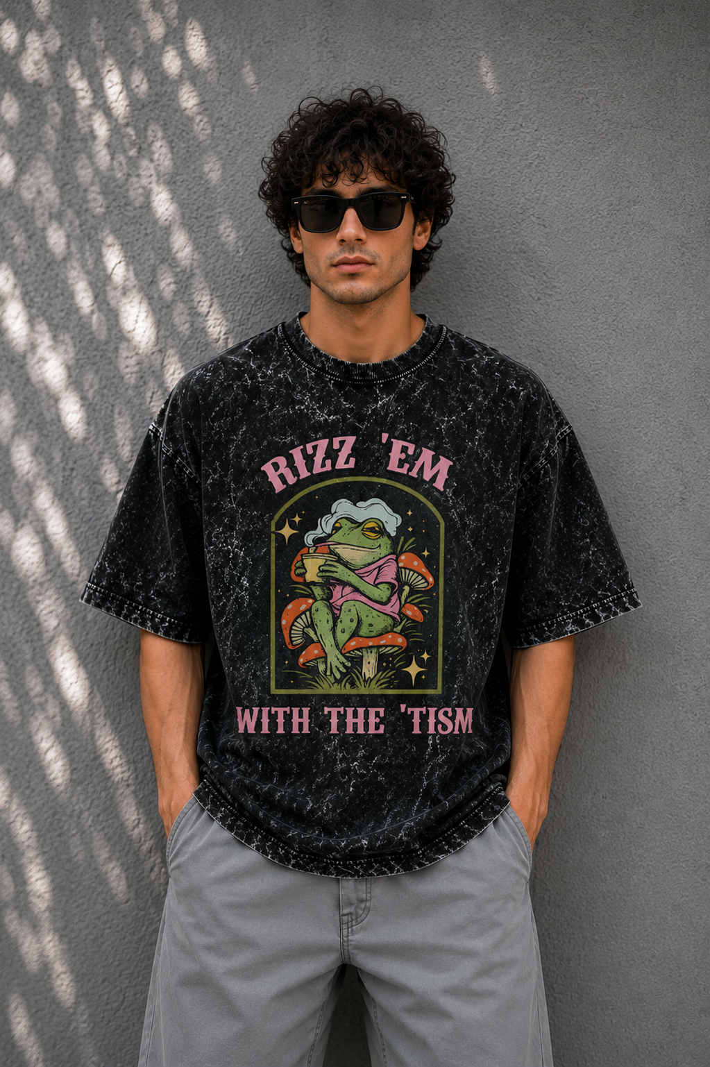 Rizz 'Em – Acid Wash Oversized Tee