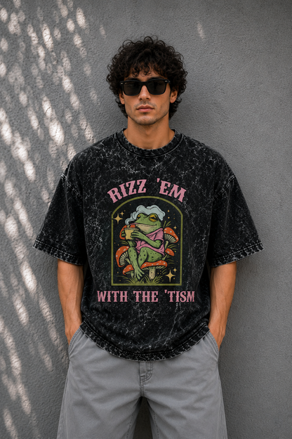Rizz 'Em – Acid Wash Oversized Tee