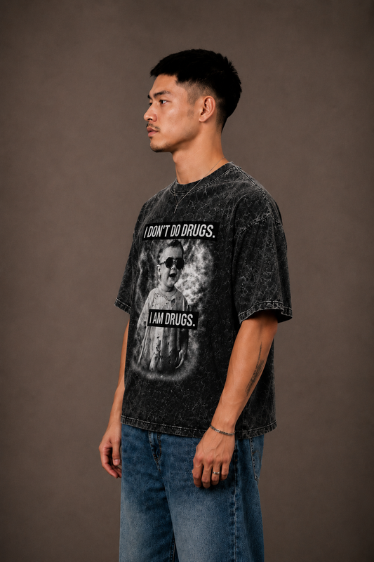 I Don't Do Drugs Oversized Acid Wash Tee