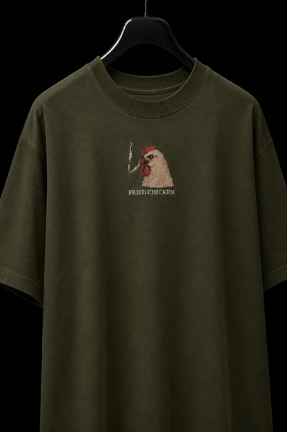 Fried Chicken- Embroidered Oversized Tee