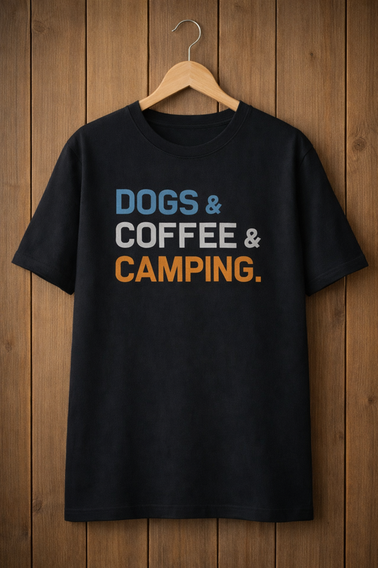 Dog , Coffee & Camping- Oversized Tee