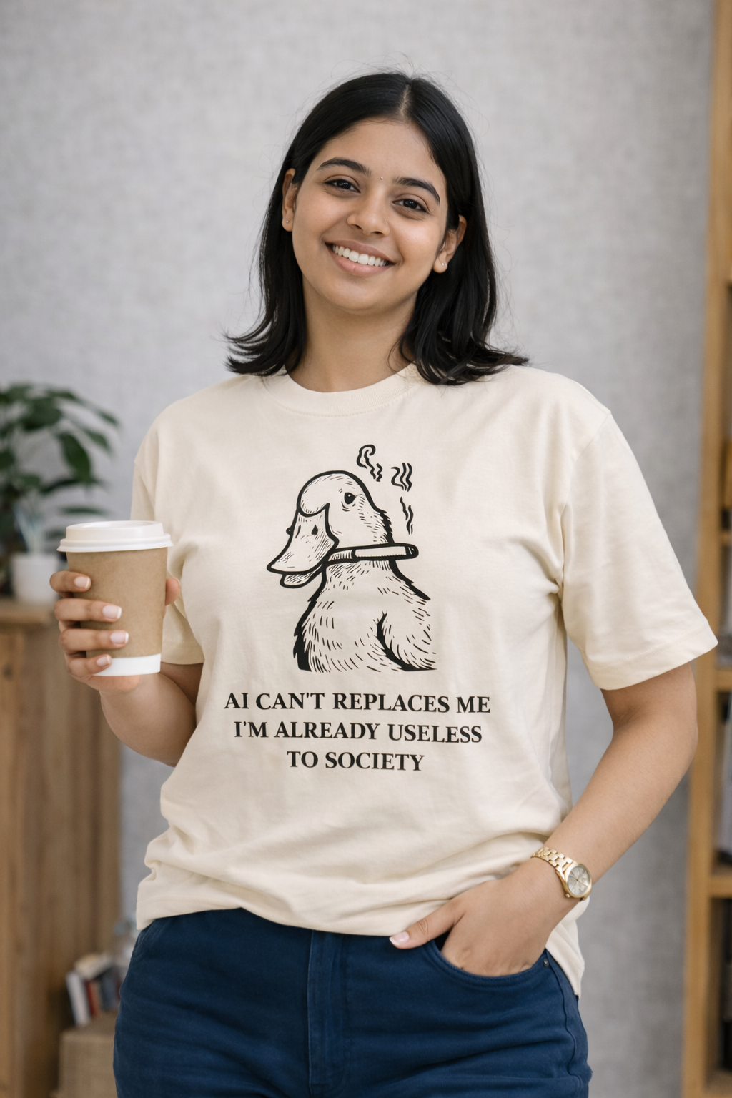 AI Can't Replaces Me-Oversized Tee