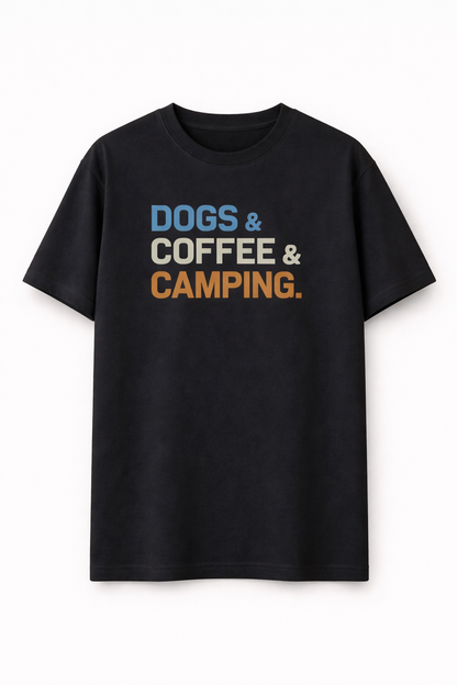 Dog , Coffee & Camping- Premium Oversized Tee