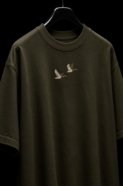Twin Mallards Embroidered Oversized Tee