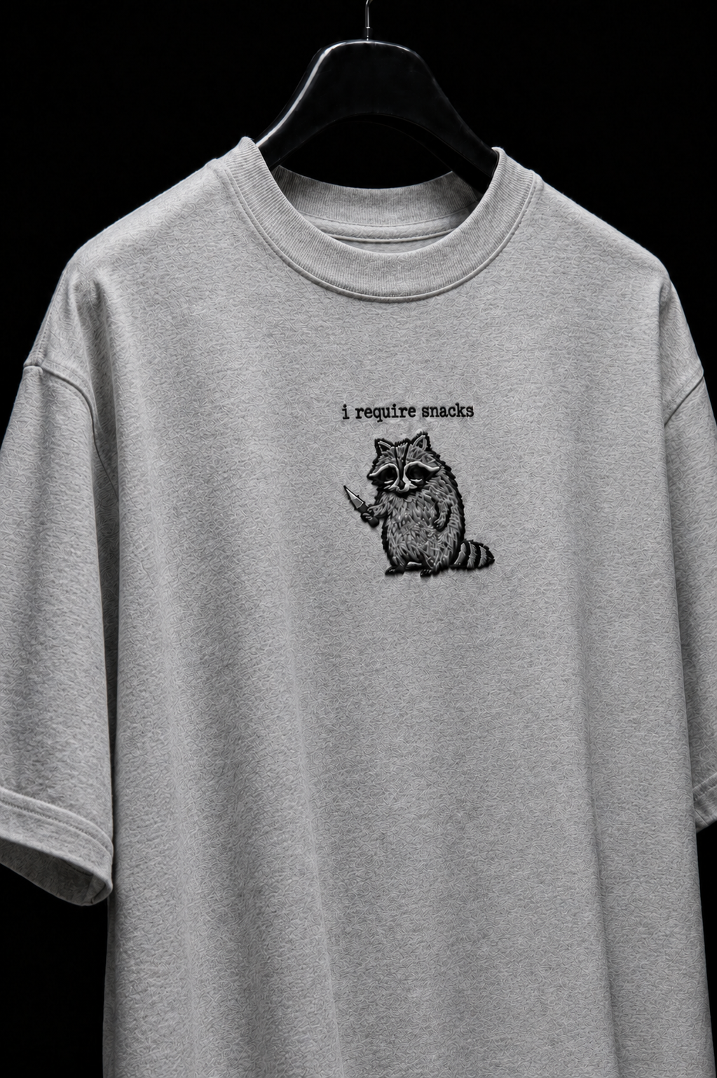 I require snack- Embroidered Oversized Tee