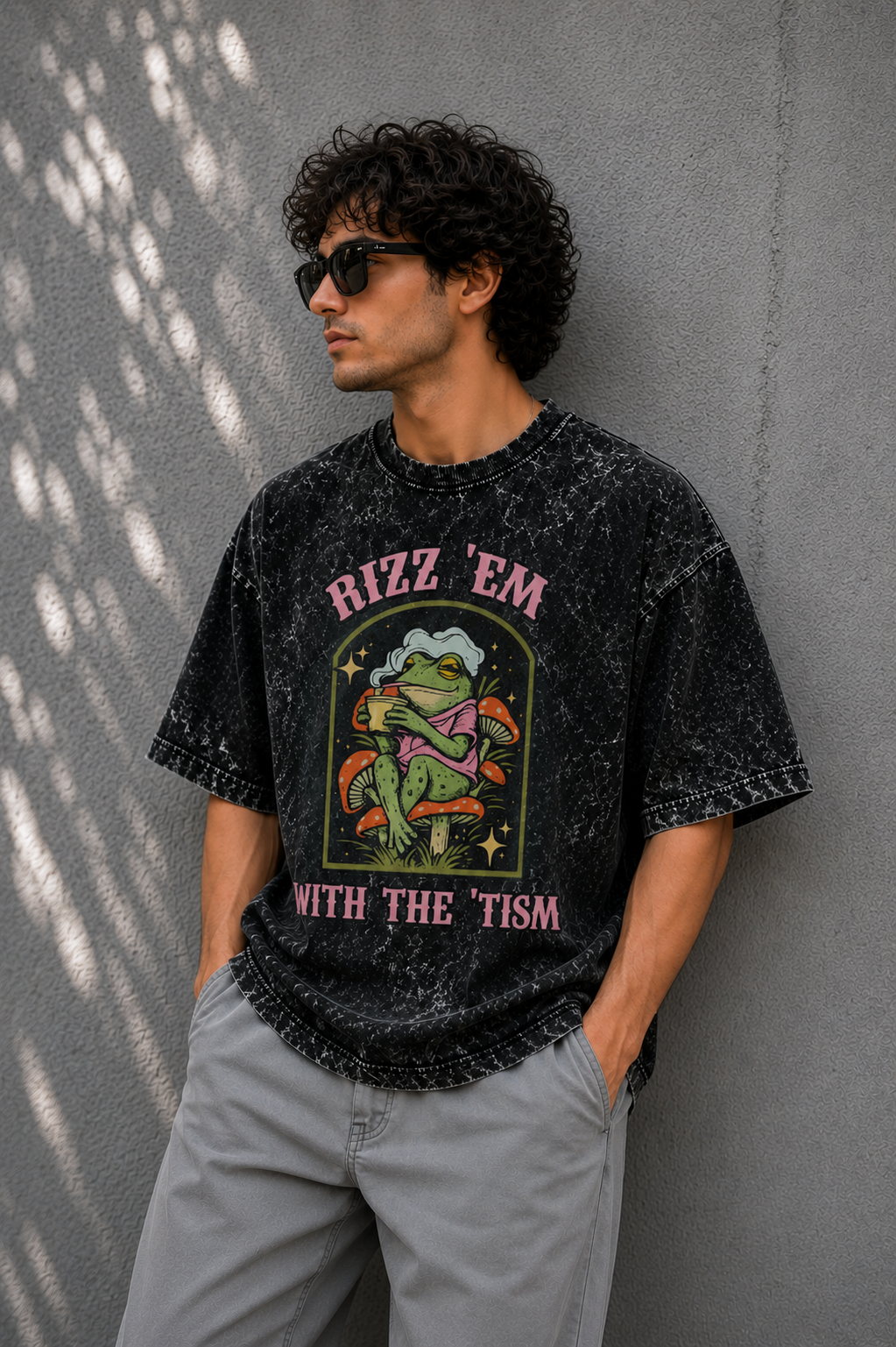Rizz 'Em – Acid Wash Oversized Tee