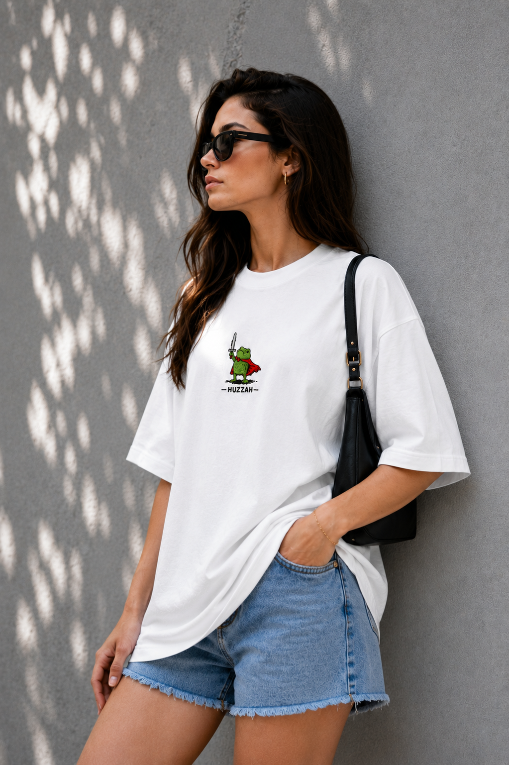 Huzzah- Embroidered Oversized Tee