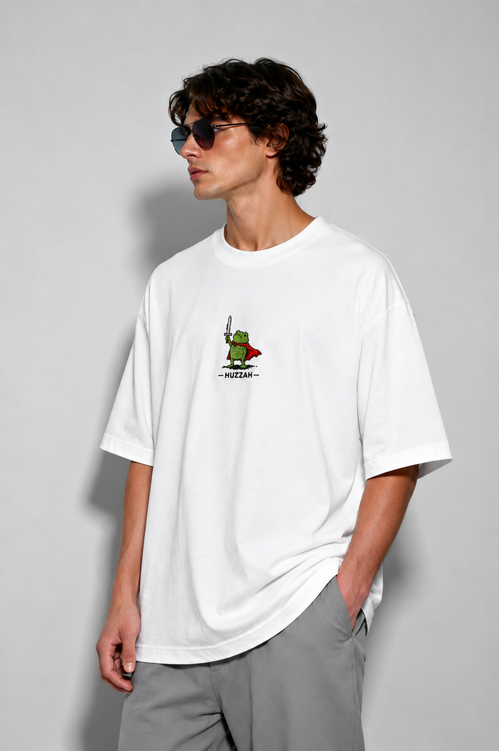 Huzzah- Embroidered Oversized Tee