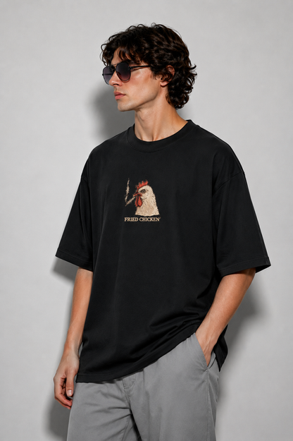 Fried Chicken- Embroidered Oversized Tee