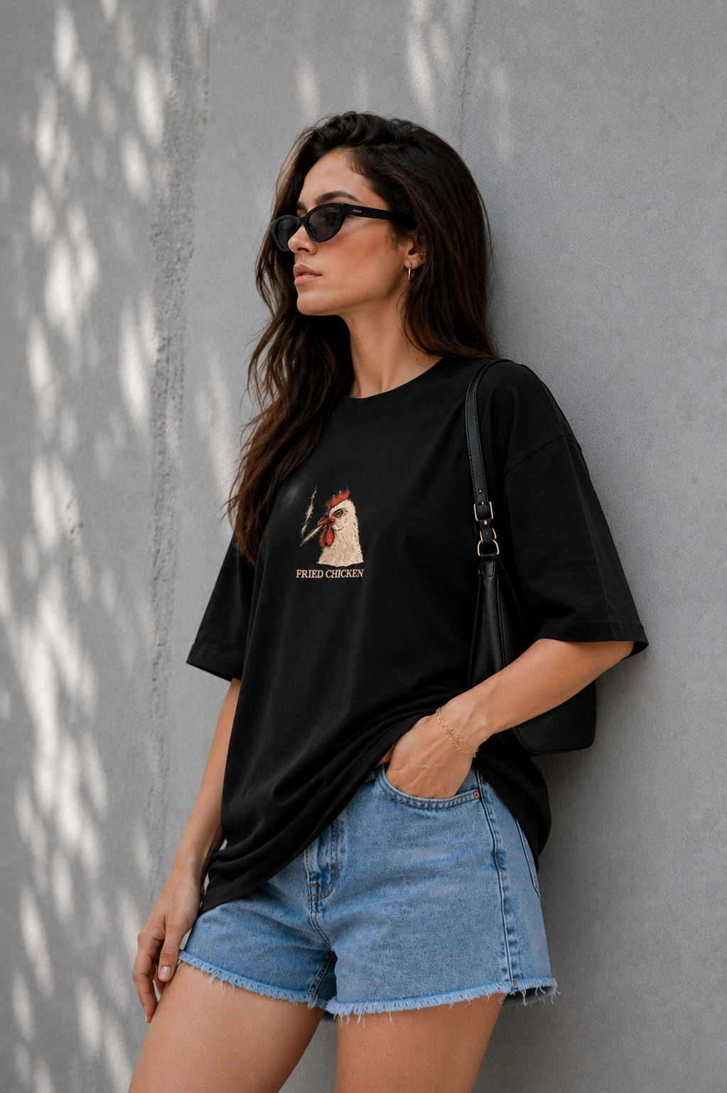 Fried Chicken- Embroidered Oversized Tee