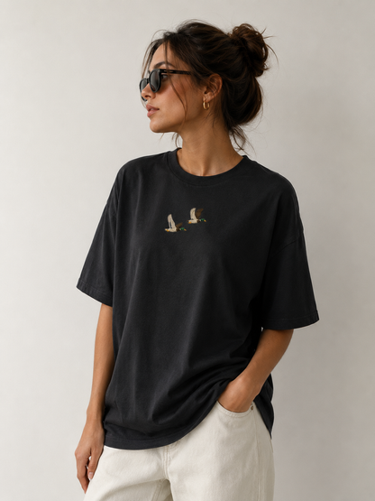 Twin Mallards Embroidered Oversized Tee
