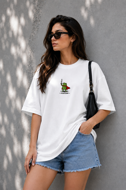 Huzzah- Embroidered Oversized Tee