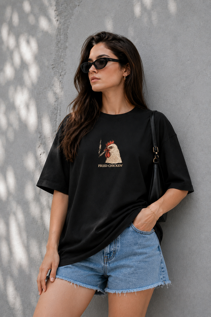 Fried Chicken- Embroidered Oversized Tee