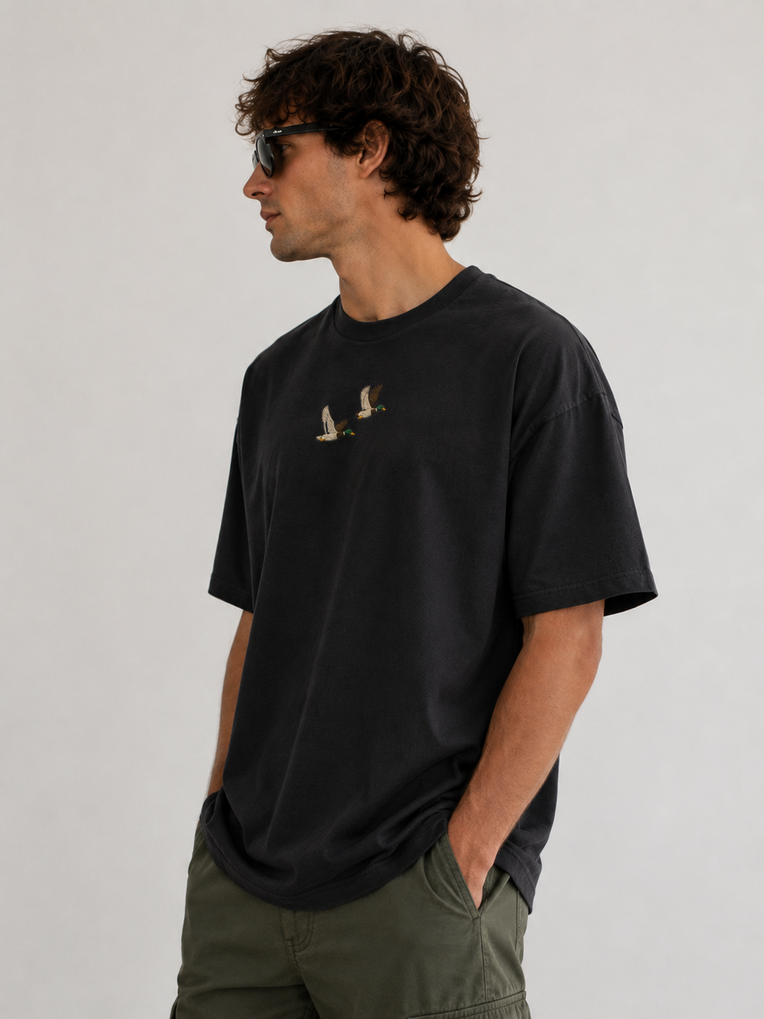 Twin Mallards Embroidered Oversized Tee