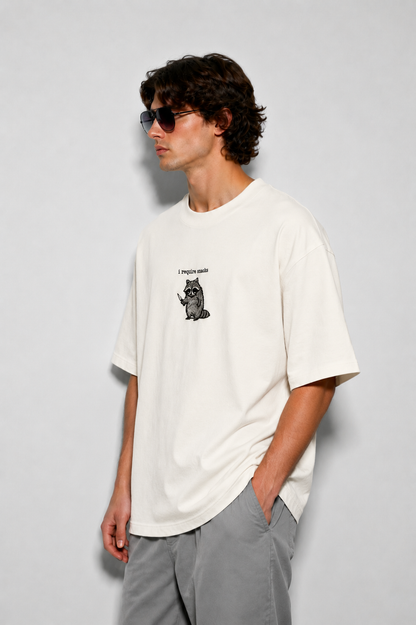 I require snack- Embroidered Oversized Tee